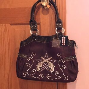 Dark purple studded handbag